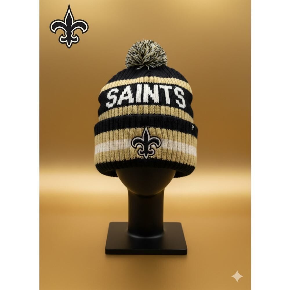 New Orleans Saints ‘47 Brand NFL Pompon Beanie Cap Hat OS